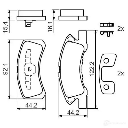 Тормозные колодки, комплект BOSCH 2 4229 342132 0986494134 BP1045