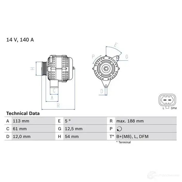 Генератор BOSCH 0986080380 1TVJ3 333273 8 038
