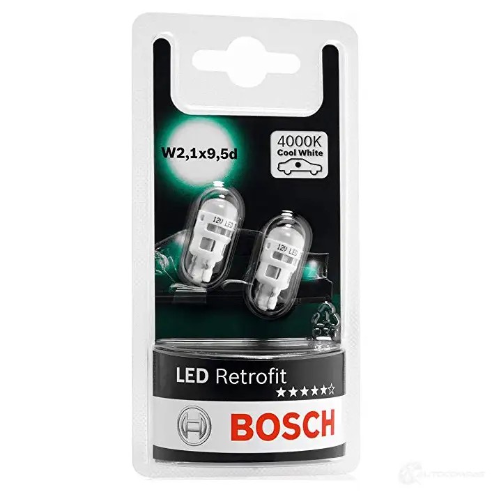 Лампа светодиодная W5W W2.1X9.5D 1 Вт 12 В 4000K BOSCH P44 2R 1987301506 1437245368