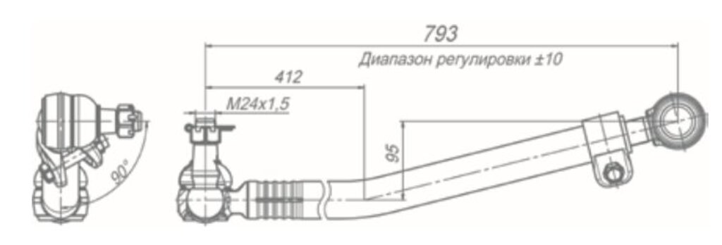 Тяга рулевая КАМАЗ-4308 продольная в сборе ROSTAR