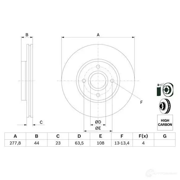 Тормозной диск BOSCH BD 1676 0986479659 J7OLL9X 339873