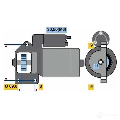 Стартер BOSCH 52C906S 0001139015 5997934 S78-M 12V (R)