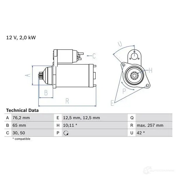 Стартер BOSCH 1 839 331403 0986018390 K753Q2