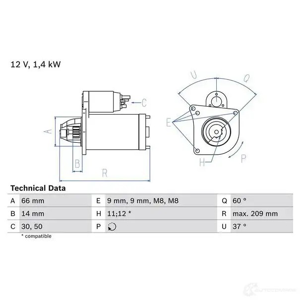Стартер BOSCH 0986021651 21 65 331632 FKQIJK3
