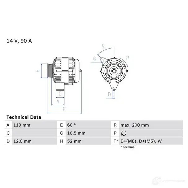 Генератор BOSCH 332491 ULRNSQB 0986039660 3 966