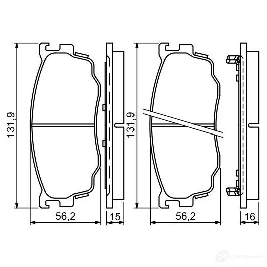 Тормозные колодки, комплект BOSCH 342245 0986494258 2377 7 7624D755