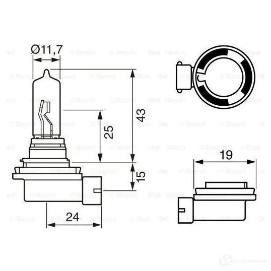 Лампа накаливания BOSCH 12V 65W H9 PURE LIGHT P2XIV 1987302082 350197