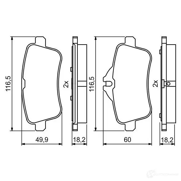 Тормозные колодки, комплект BOSCH 0986495403 1193485293 BP1776 25215 25216