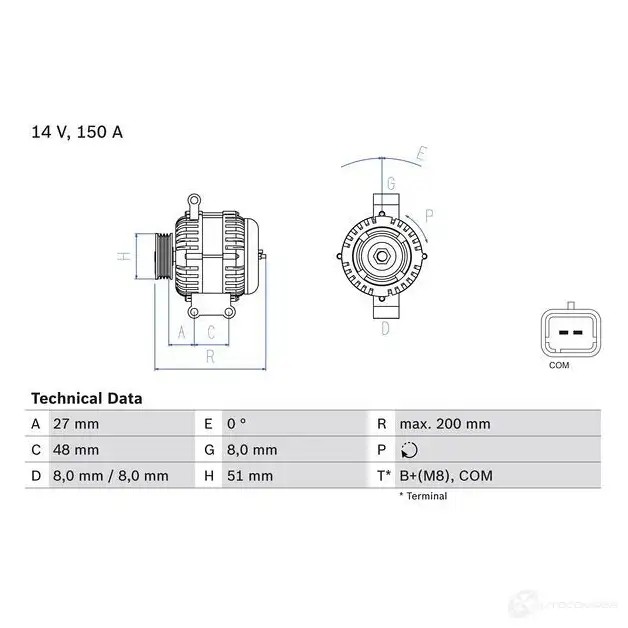 Генератор BOSCH 333131 0986048740 48 74 1LV9RQ