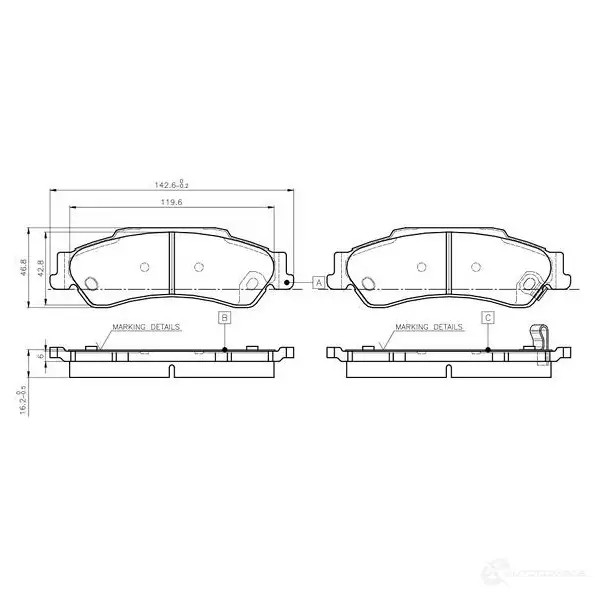 Тормозные колодки, комплект BOSCH 1423165925 F37U E 0986tb2769 4047024114135