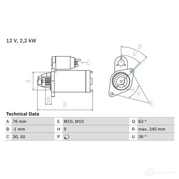 Стартер BOSCH 331454 0986018910 189 1 TP79NS5