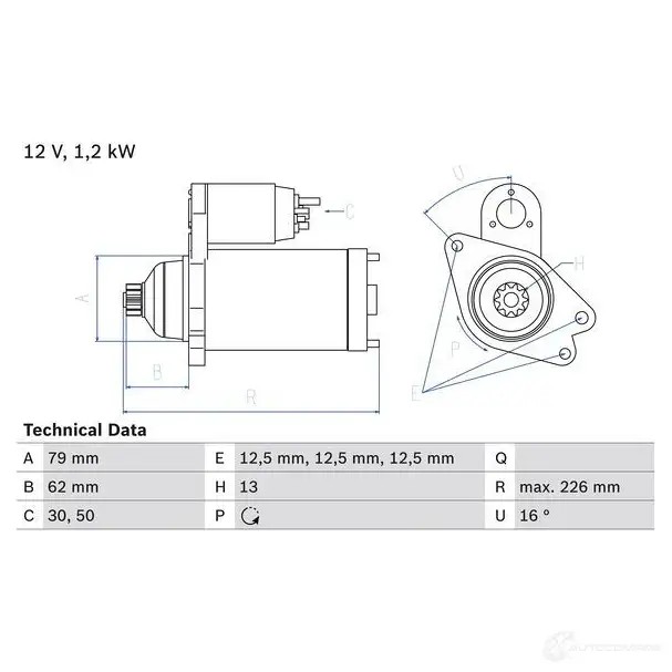 Стартер BOSCH 331938 291 4 IP5KQ 0986029140