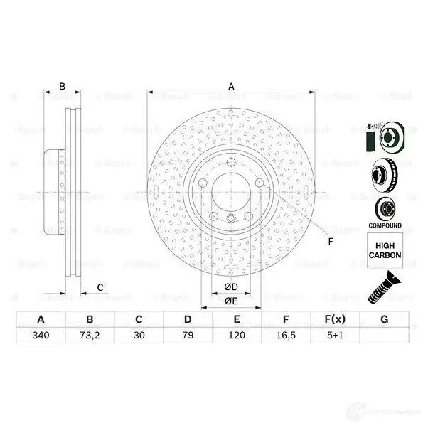 Тормозной диск BOSCH 1424862714 E1 90R 02C0481/0014 BD 2675 0986479e11