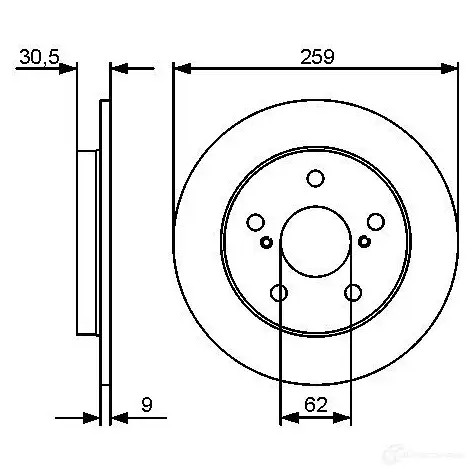 Тормозной диск BOSCH E1 90 R - 02C0100/0323 0986479418 BD1310 339663
