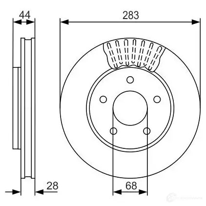 Тормозной диск BOSCH B D1654 CK9JH 339374 0986479091