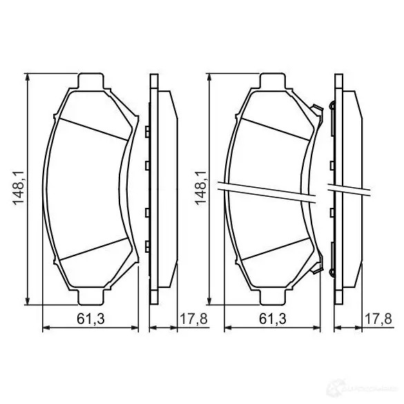 Тормозные колодки, комплект BOSCH 7574D699; 7693D818 0986424466 23358 336223