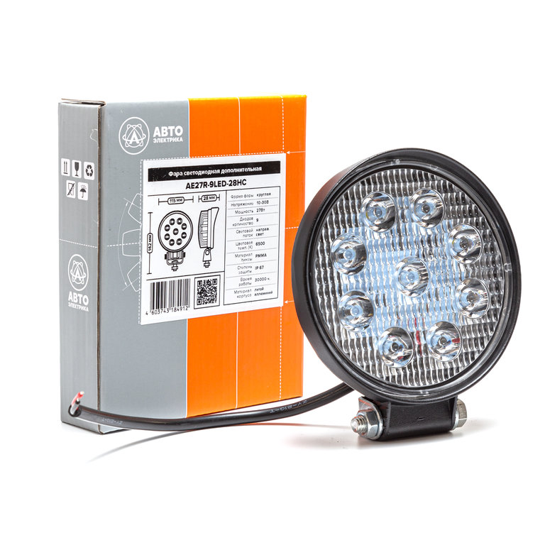 Фара рабочего света круглая 115х142x28мм 27W 9LED (направленный свет) AVTOELECTRICA