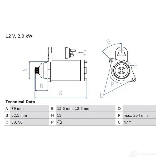 Стартер BOSCH 2 507 331849 PHW2X8X 0986025070