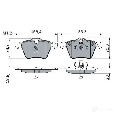 Тормозные колодки, комплект BOSCH G8 30Z 1437243662 0986424125