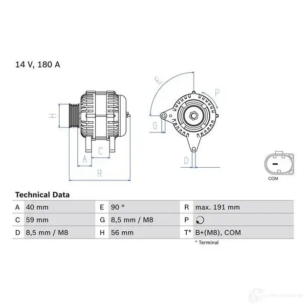 Генератор BOSCH 333388 81 89 QE4JB 0986081890