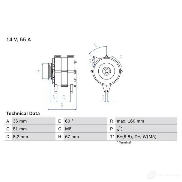 Генератор BOSCH 307 6 0986030760 ZTTCQN 331966