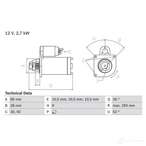 Стартер BOSCH 1 114 0986011140 AY6C9 330921