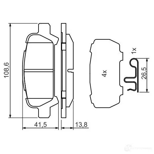 Тормозные колодки, комплект BOSCH BP1367 23572 0986494445 342426