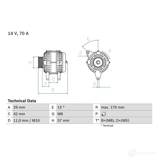 Генератор BOSCH 333233 XODQ070 499 6 0986049960