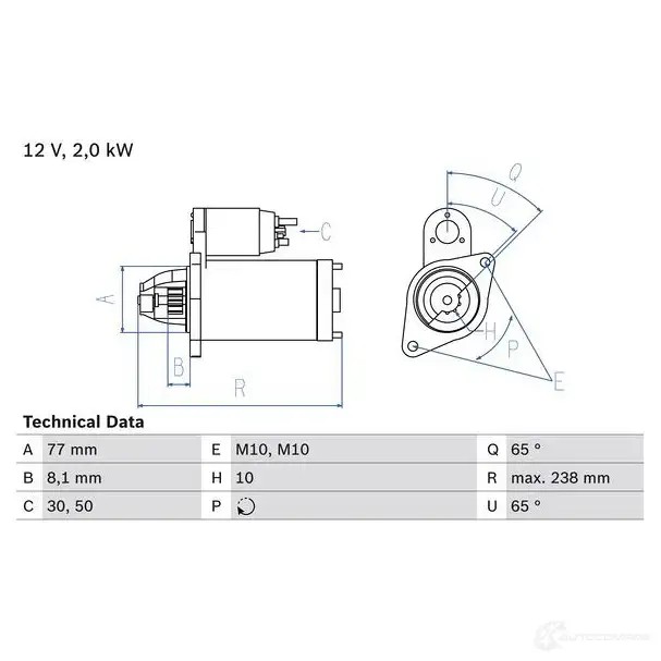 Стартер BOSCH 0986023340 2DD56 331733 233 4