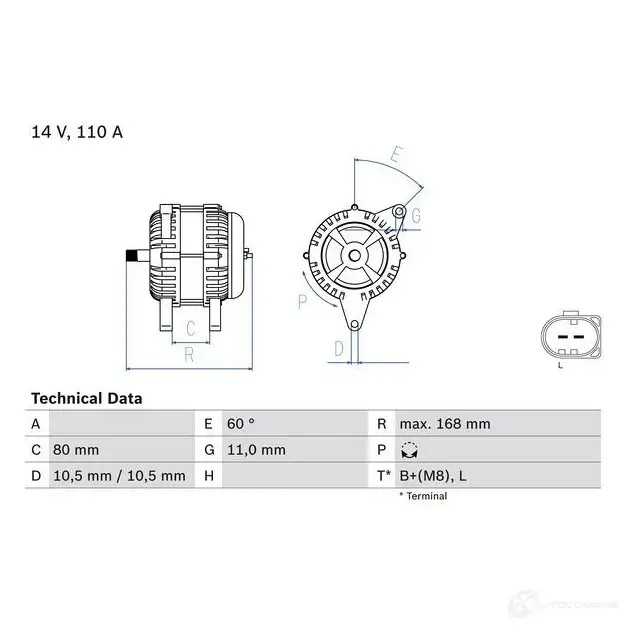 Генератор BOSCH 8793K 0986080060 333242 806 0
