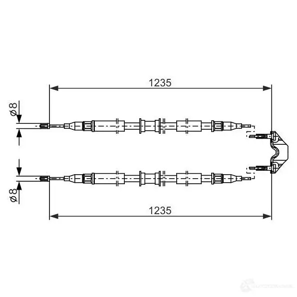 Трос ручника, стояночного тормоза BOSCH BC74 5 7TTBUI 353958 1987477869