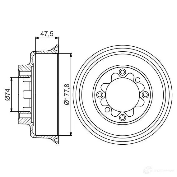 Тормозной барабан BOSCH DB2 25 JJASZM 338550 0986477154
