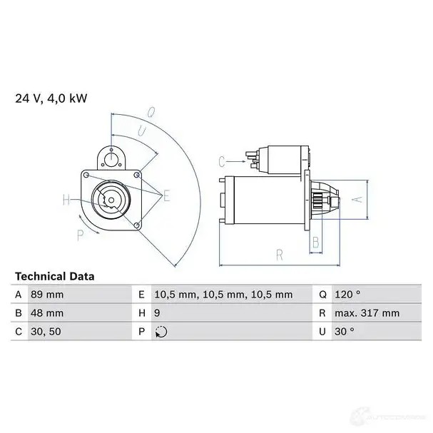Стартер BOSCH 331368 1 799 MH48PH 0986017990