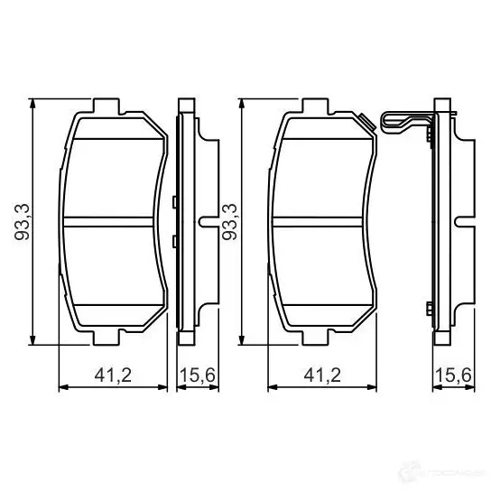 Тормозные колодки, комплект BOSCH BP1646 24949 0986495354 342844